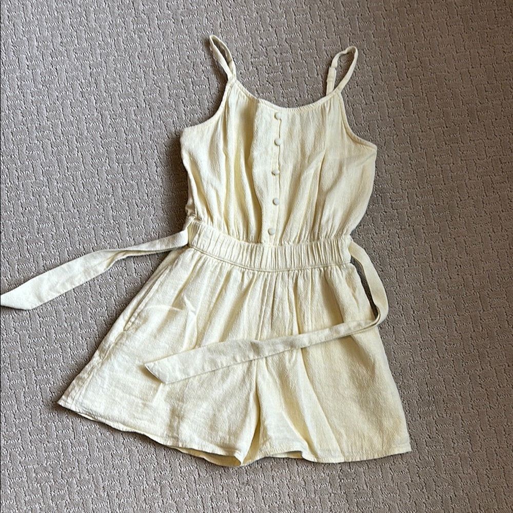 Yellow Button-Front Romper